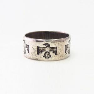 Vtg 【BELL TRADING POST】 Thunderbird Silver Men's Ring c.1950