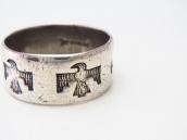 Vtg 【BELL TRADING POST】 Thunderbird Silver Men's Ring c.1950