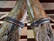 Vtg 【BELL】 Two Triangle & Twisted Wires Silver Cuff  c.1950