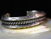 Vtg 【BELL】 Two Triangle & Twisted Wires Silver Cuff  c.1950