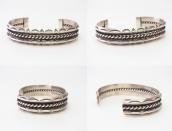 Vtg 【BELL】 Two Triangle & Twisted Wires Silver Cuff  c.1950