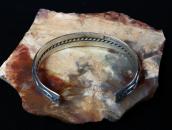 Vtg 【BELL】 Two Triangle & Twisted Wires Silver Cuff  c.1950