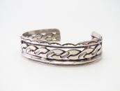Atq【IH】Coin Silver Flat Twisted & Triangle Wires Cuff c.1930