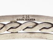 Atq【IH】Coin Silver Flat Twisted & Triangle Wires Cuff c.1930