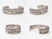 Atq【IH】Coin Silver Flat Twisted & Triangle Wires Cuff c.1930
