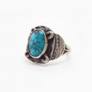 Atq Navajo Split Shank Ring w/Nevada Blue Turquoise c.1940～