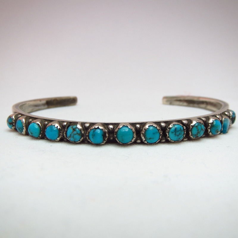 Antique Zuni Ingot Silver Cuff with 13Stone c.1930