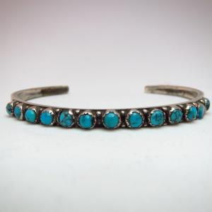 Antique Zuni Ingot Silver Cuff with 13Stone c.1930