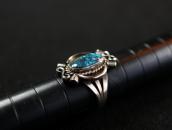 Atq Navajo Top Grade Lone Mt. Turquoise Small Ring  c.1940～