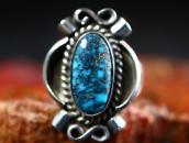 Atq Navajo Top Grade Lone Mt. Turquoise Small Ring  c.1940～