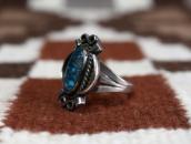 Atq Navajo Top Grade Lone Mt. Turquoise Small Ring  c.1940～