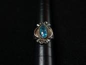 Atq Navajo Top Grade Lone Mt. Turquoise Small Ring  c.1940～