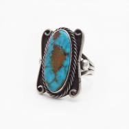 【UITA21/Ganscraft】Vtg Sliver Ring w/BlueGem Turquoise c.1950