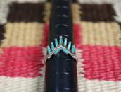 Vintage Zuni Needlepoint Turquoise "V"Shaped Ring  c.1965～