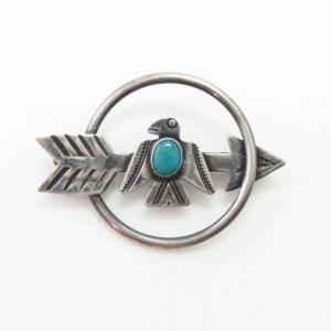 Vintage Arrow & Thunderbird & Hoop Silver Pin w/TQ  c.1945～