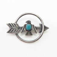 Vintage Arrow & Thunderbird & Hoop Silver Pin w/TQ  c.1945～