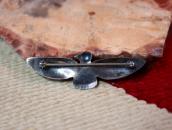 Atq Navajo T-bird Shaped Pin w/Gem Green Turquoise  c.1940～