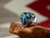 【Dan Simplicio】Zuni Small Ring w/Gem Turquoise Nugget c.1940