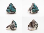 【Dan Simplicio】Zuni Small Ring w/Gem Turquoise Nugget c.1940