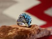 【Dan Simplicio】Zuni Small Ring w/Gem Turquoise Nugget c.1940