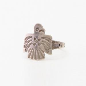 Atq Crossed Arrows Stamped T-bird Shape Silver Ring  c.1930～