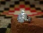 Atq Crossed Arrows Stamped T-bird Shape Silver Ring  c.1930～