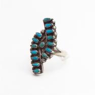 Vintage Zuni Petit Point Turquoise Ring in Silver  c.1965～