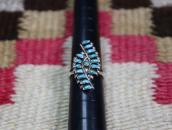 Vintage Zuni Petit Point Turquoise Ring in Silver  c.1965～