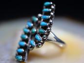 Vintage Zuni Petit Point Turquoise Ring in Silver  c.1965～
