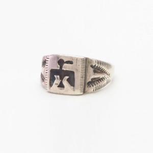 Vintage Navajo or Hopi Thunderbird Overlay Seal Ring c.1950～