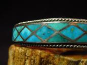 Antique Zuni Blue Gem Turquoise Inlay Silver Cuff  c.1940