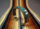 Antique Zuni Blue Gem Turquoise Inlay Silver Cuff  c.1940