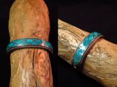 Antique Zuni Blue Gem Turquoise Inlay Silver Cuff  c.1940