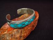 Antique Zuni Blue Gem Turquoise Inlay Silver Cuff  c.1940