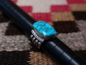 Antique Navajo Split Shank Silver Ring w/Lone Mt. TQ .1930～