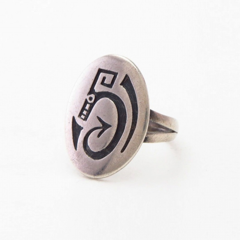 【Beauford Dawahoya】Hopi "Water Serpent" Overlay Ring c.1965～