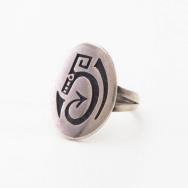 【Beauford Dawahoya】Hopi "Water Serpent" Overlay Ring c.1965～