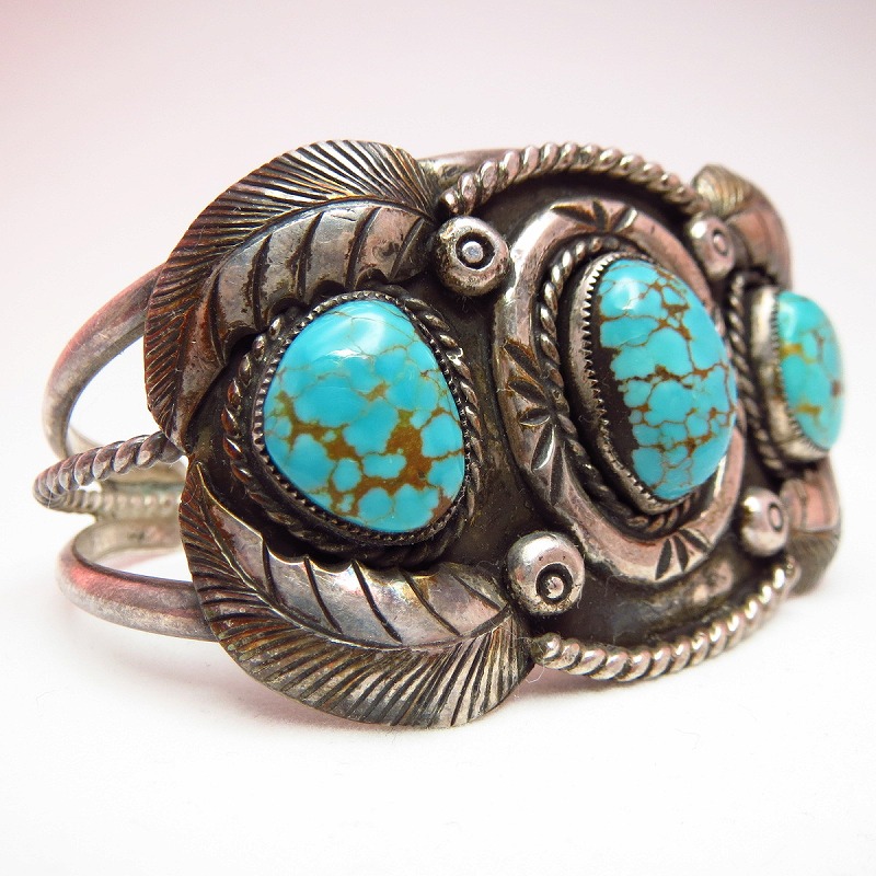 Vintage Cuff Bracelet with #8 Turquoise  c.1960