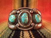 Vintage Cuff Bracelet with #8 Turquoise  c.1960