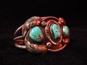 Vintage Cuff Bracelet with #8 Turquoise  c.1960