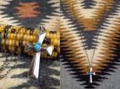 Vintage Navajo Casted Silver Cross Fob Necklace w/TQ c.1965～