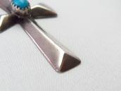 Vintage Navajo Casted Silver Cross Fob Necklace w/TQ c.1965～