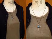 Vintage Navajo Casted Silver Cross Fob Necklace w/TQ c.1965～