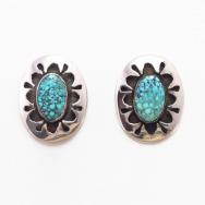 【Allen Pooyouma】Pierced Earrings w/Old Kingman TQ  c.1960～