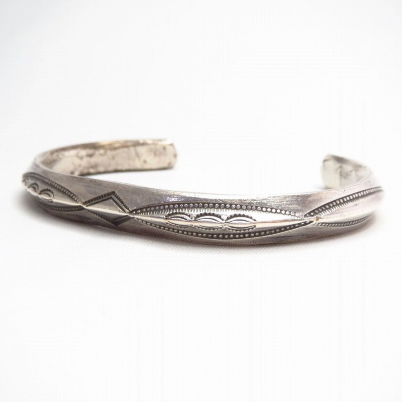 Atq Navajo Ingot Silver Triangle Wire Cuff Bracelet  c.1915～