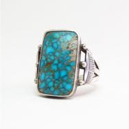 Antique Navajo Ring w/Rectangular Lone Mt. Turquoise c.1940～