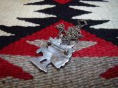 Vintage Zuni Channel Inlay Eagle Fob Necklace & Pin  c.1960～