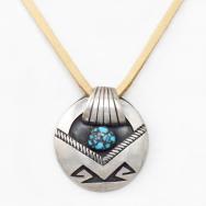 Vtg Navajo Silver Pin/Top w/Gem NevadaBlue Turquoise c.1950～