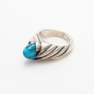 【Lewis Lomay】Hopi High Grade Lone Mt. Turquoise Ring c.1965～