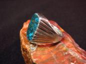 Vtg Cast Silver Men's Ring w/Spider Web Turquoise  c.1965～